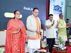 Uttarakhand CM participates in first anniversary celebration of Himadri Ice Rink in Dehradun