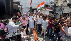 NEET Controversy: Congress Protests in Jammu Against Cancellation of NEET; Burns Effigy of Central Government
