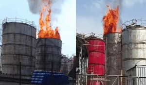 Fire breaks out at a liquor factory in Bathinda; thick black smoke fills air