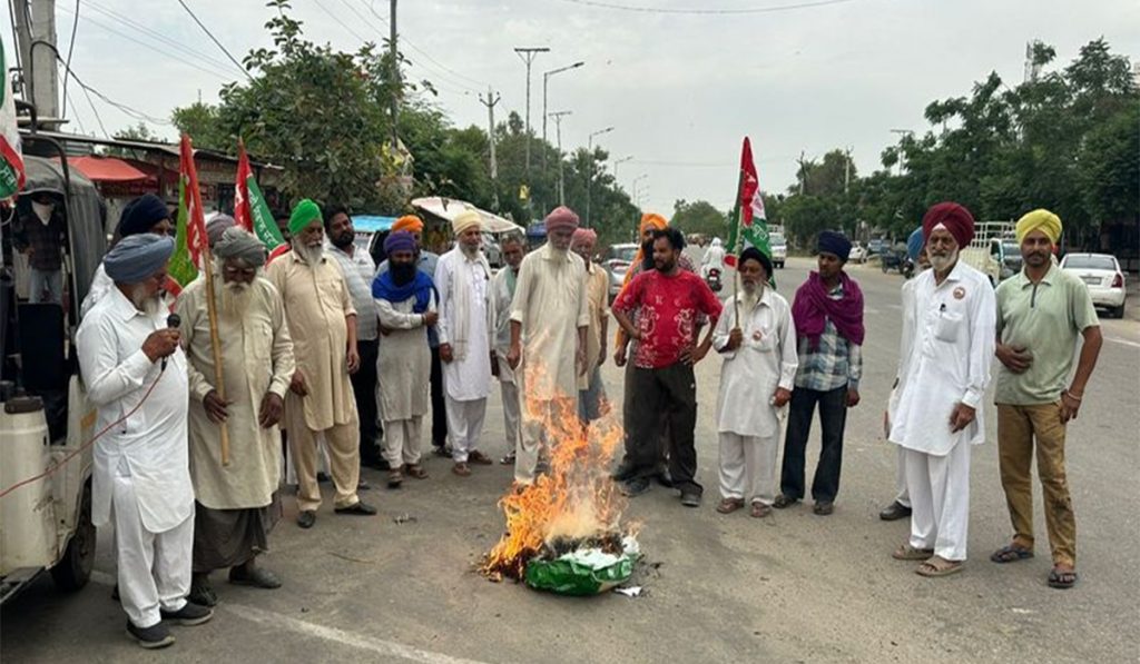 Farmers Burn effigies