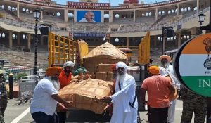 Golden palanquin sent from India to Nankana Sahib; Departed from the Attari-Wagah border