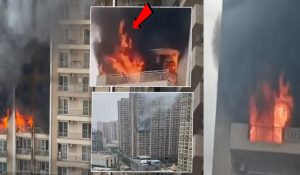 Massive fire in Noida Sector 74 society flat; rescue Ops underway