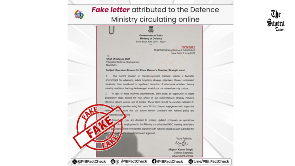 PIB Exposes Fake ‘Operation Sindoor 2.0’ Document Falsely Attributed to Defence Secretary