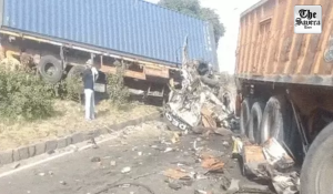 Four Injured as Container, Tipper Truck Collide on Amritsar-Delhi Highway Near Phagwara