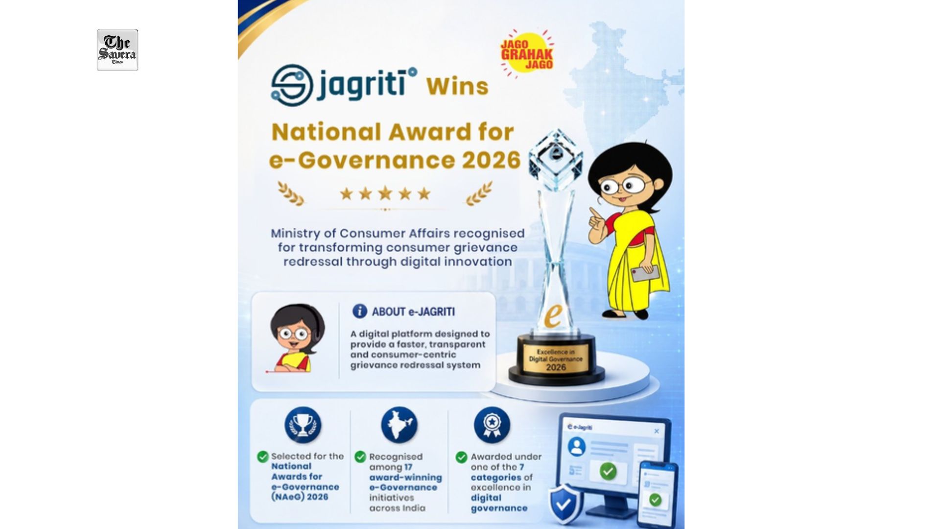 e-Jagriti Grievance Platform Wins Silver Award for e-Governance, Records 90.75% Disposal Rate