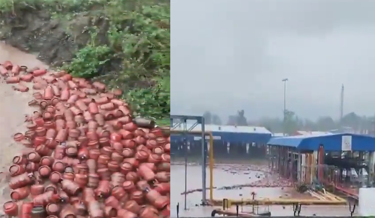 Maharashtra Monsoon Fury: Around 3,000 LPG cylinders swept into river in Raigad after HPCL plant wall collapses