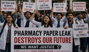 Student protest in Ludhiana today against pharmacy paper leak; impartial investigation demanded