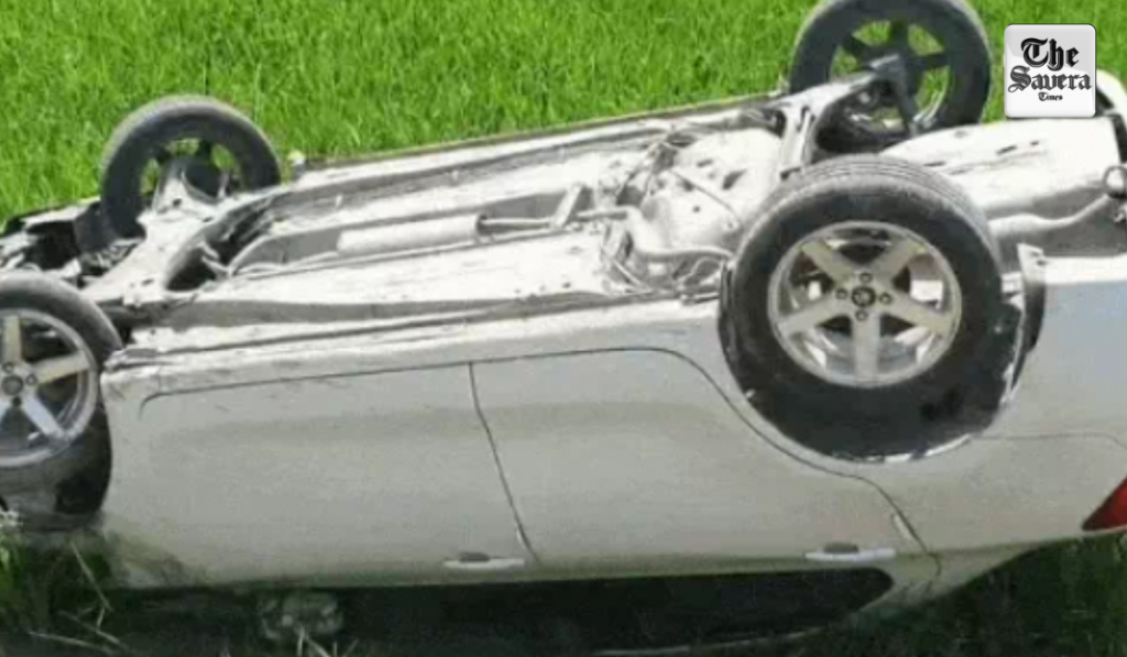 Speeding Car Overturns in Gorayan Field, Elderly Driver escapes with Minor injuries