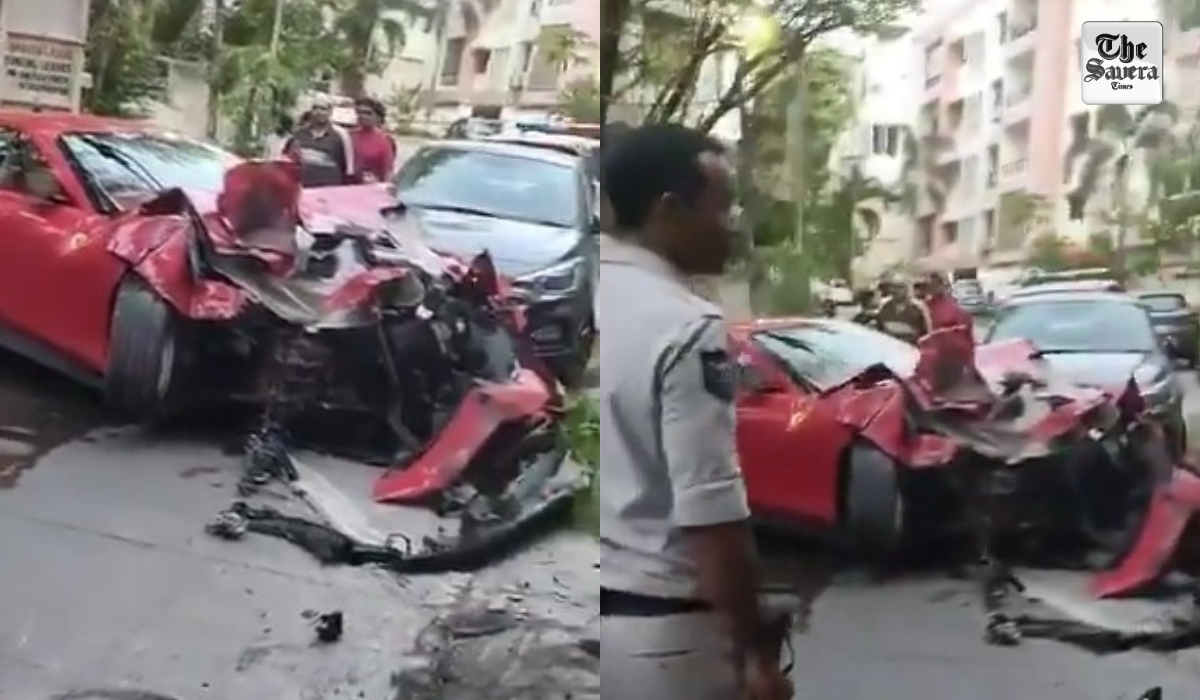 Speeding Ferrari crashes into apartment building in Hyderabad’s Jubilee Hills