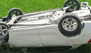 Speeding Car Overturns in Gorayan Field, Elderly Driver escapes with Minor injuries