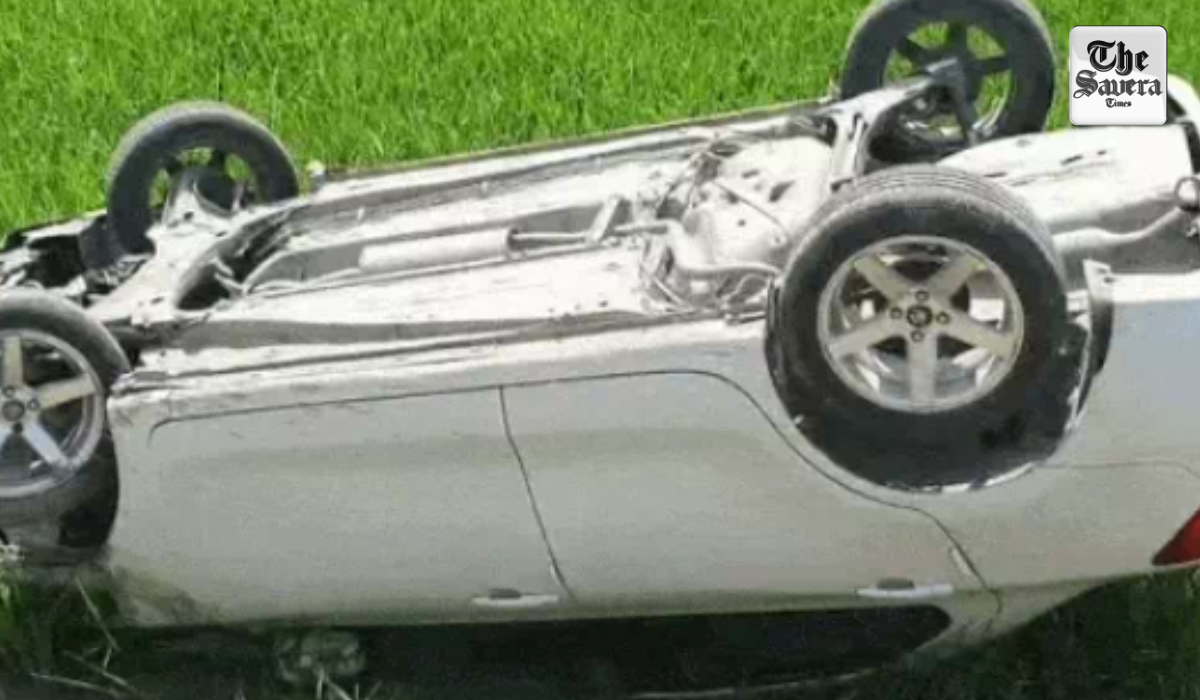 Speeding Car Overturns in Gorayan Field, Elderly Driver escapes with Minor injuries