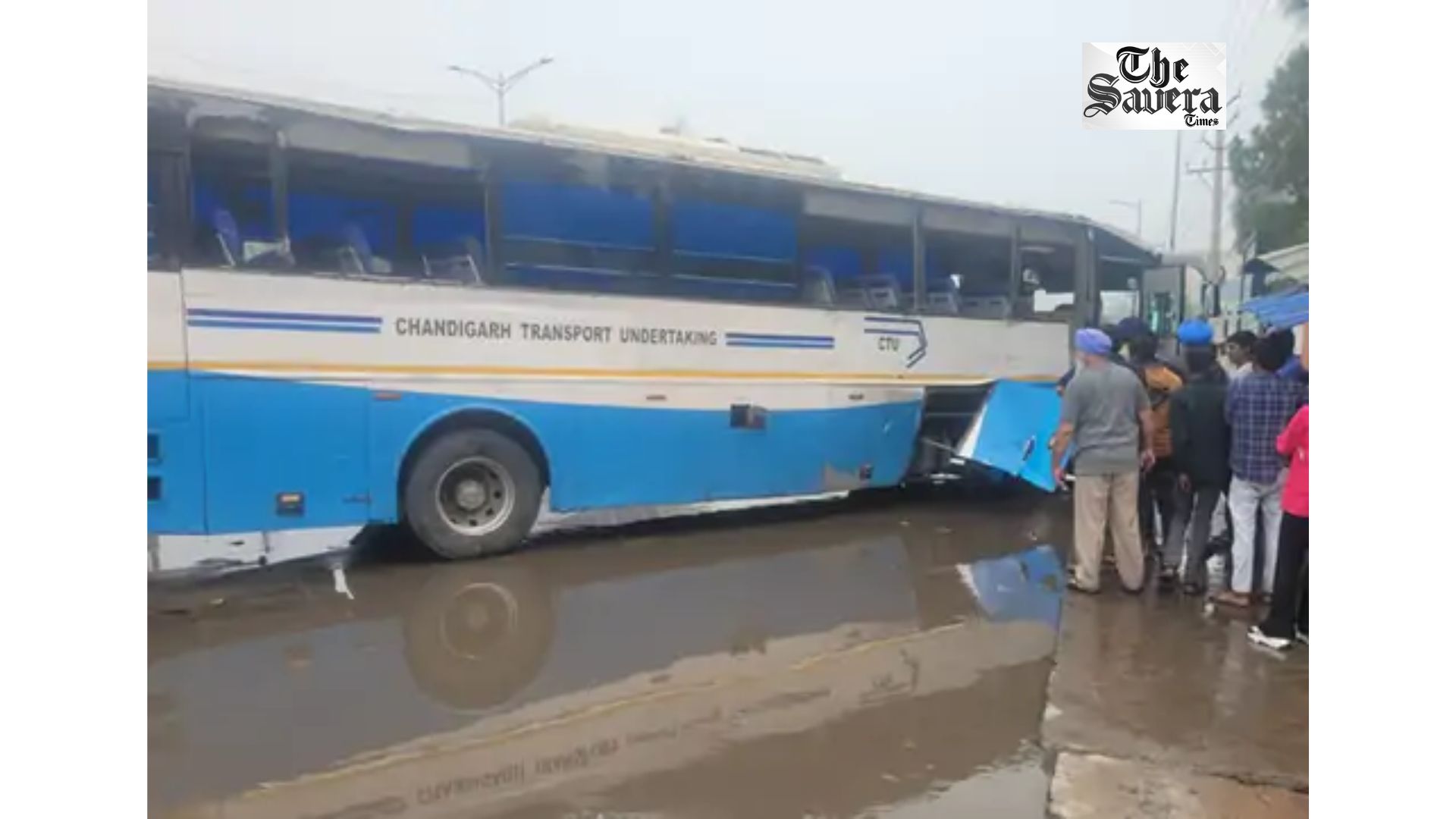 CTU bus crashes into Canter after steering reportedly locks in Mohali; three injured, woman falls from window