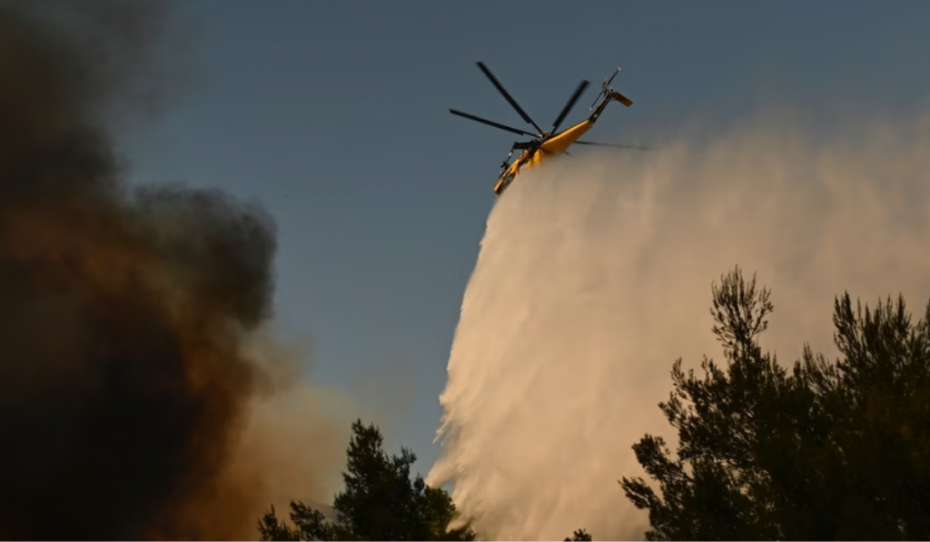 Two Firefighting Helicopters Collide While Battling Wildfire Near Athens