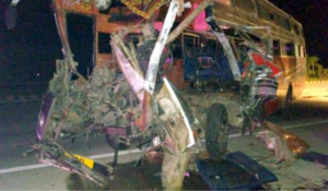 Six killed as bus rams into truck in Telangana