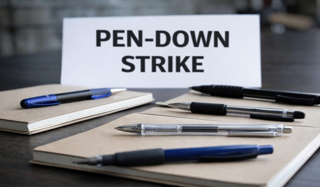 Pen down strike