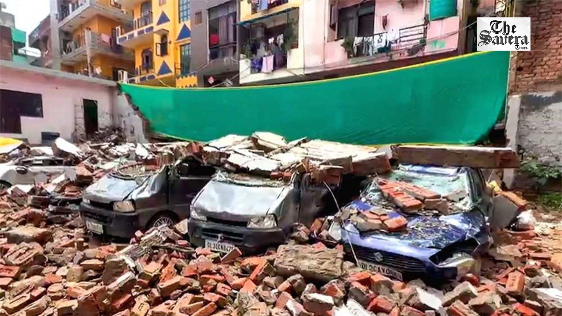 Delhi Rain: 8 Cars Damaged After Parking Lot Wall Collapses in Deoli
