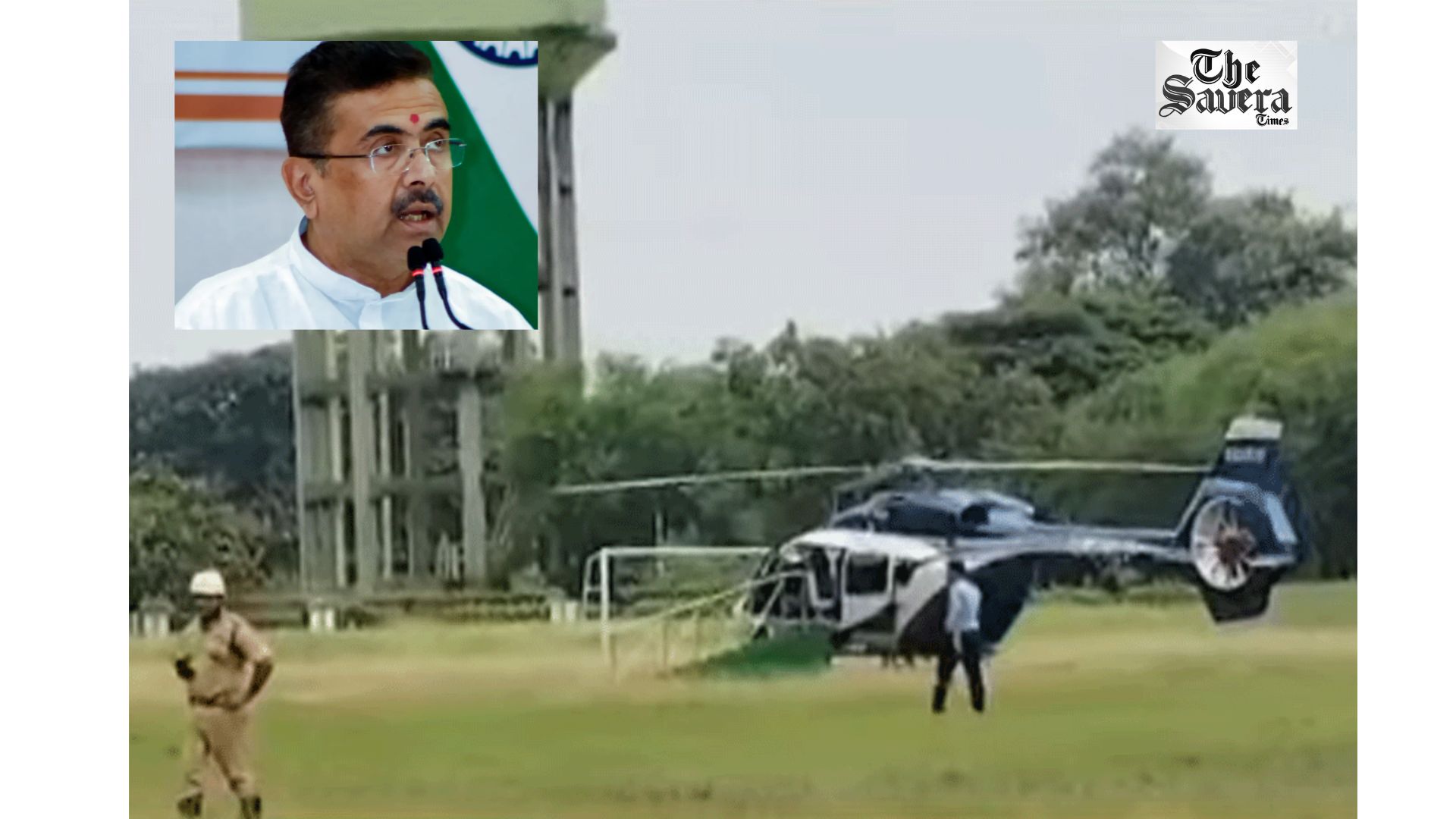 Suvendu Adhikari’s Helicopter Makes Emergency Landing in Bengal’s Kolaghat Due to Bad Weather