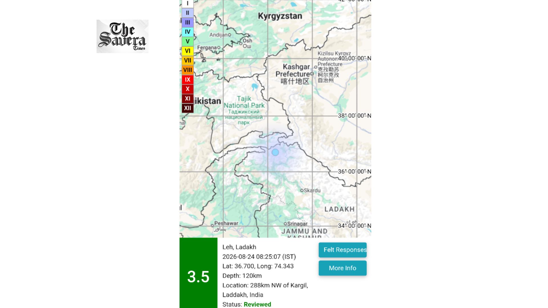 Ladakh: Earthquake of Magnitude 3.5 Strikes Leh