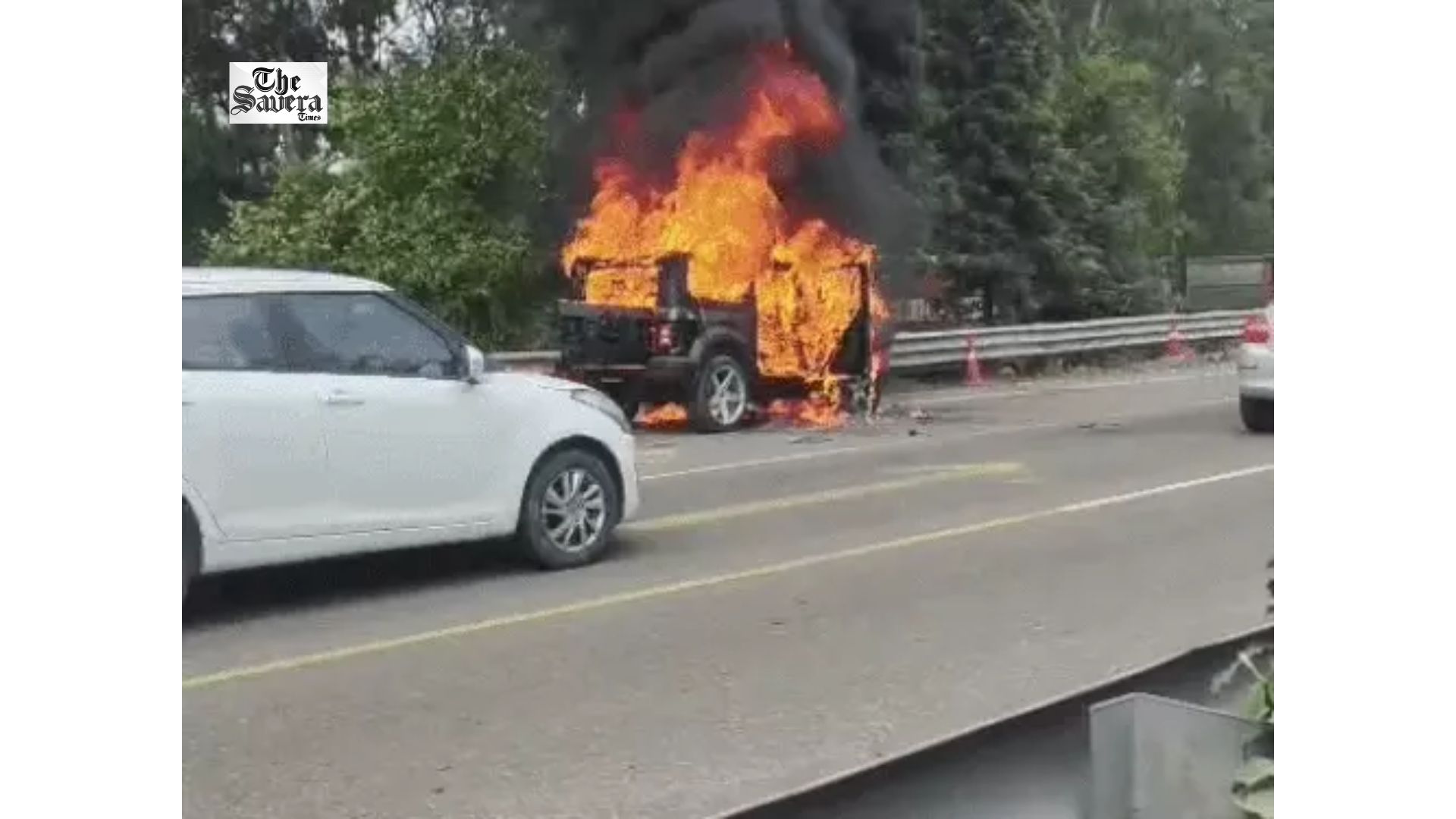 Kurukshetra Thar Fire: New SUV Bought 13 Days Ago Gutted on NH-44, Driver Escapes