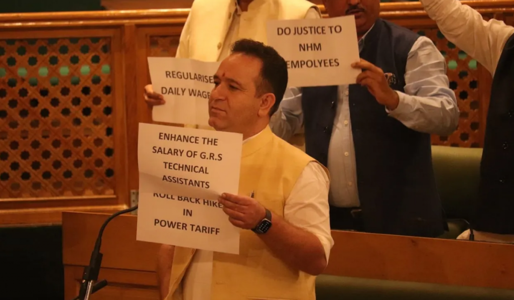 BJP MLAs Protest Power Tariff Hike, Other Issues in J&K Assembly