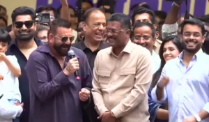 Controversy over Sanjay Dutt’s remarks on Marathi; questions raised over Shiv Sena minister’s laughter