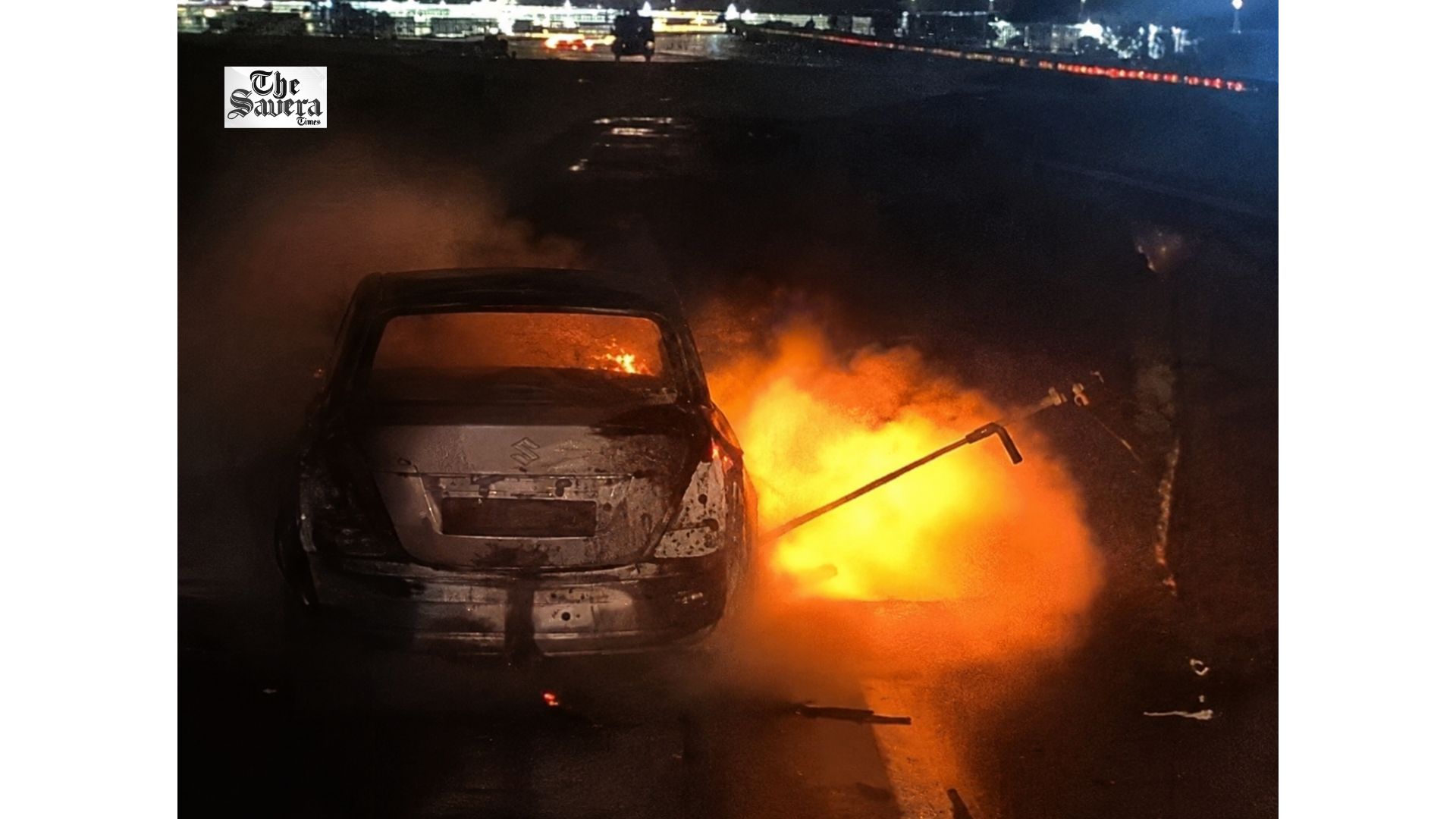 Hansi-Bhiwani Highway Car Fire: Driver Escapes as Swift Dzire Gutted in Flames