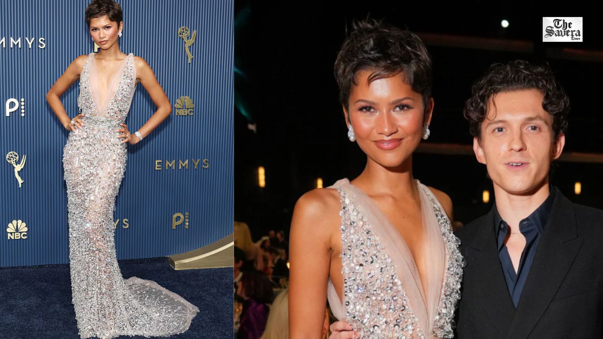 Zendaya Debuts Pixie Haircut In Silver Prada Gown At Emmys 2026; Tom Holland Joins Her