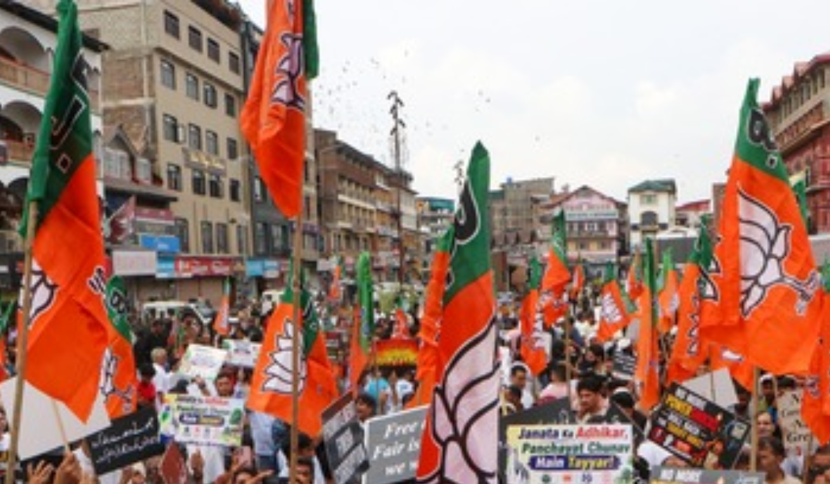 BJP stages protest in Srinagar, says NC pushing anti-national agenda in J&K
