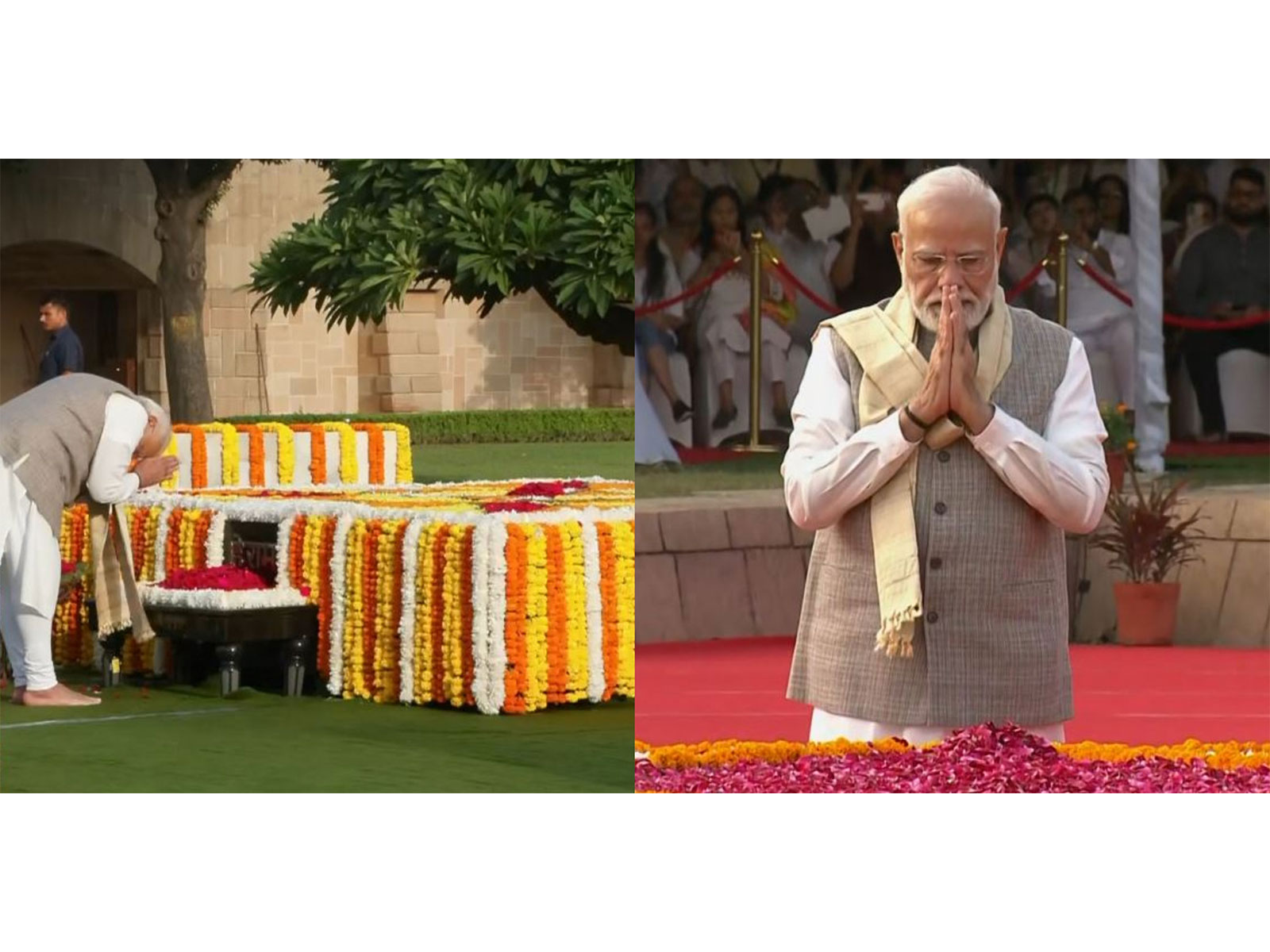 PM Modi pays tribute to Mahatma Gandhi at Rajghat, former PM Lal Bahadur Shastri at Vijay Ghat on birth anniversaries