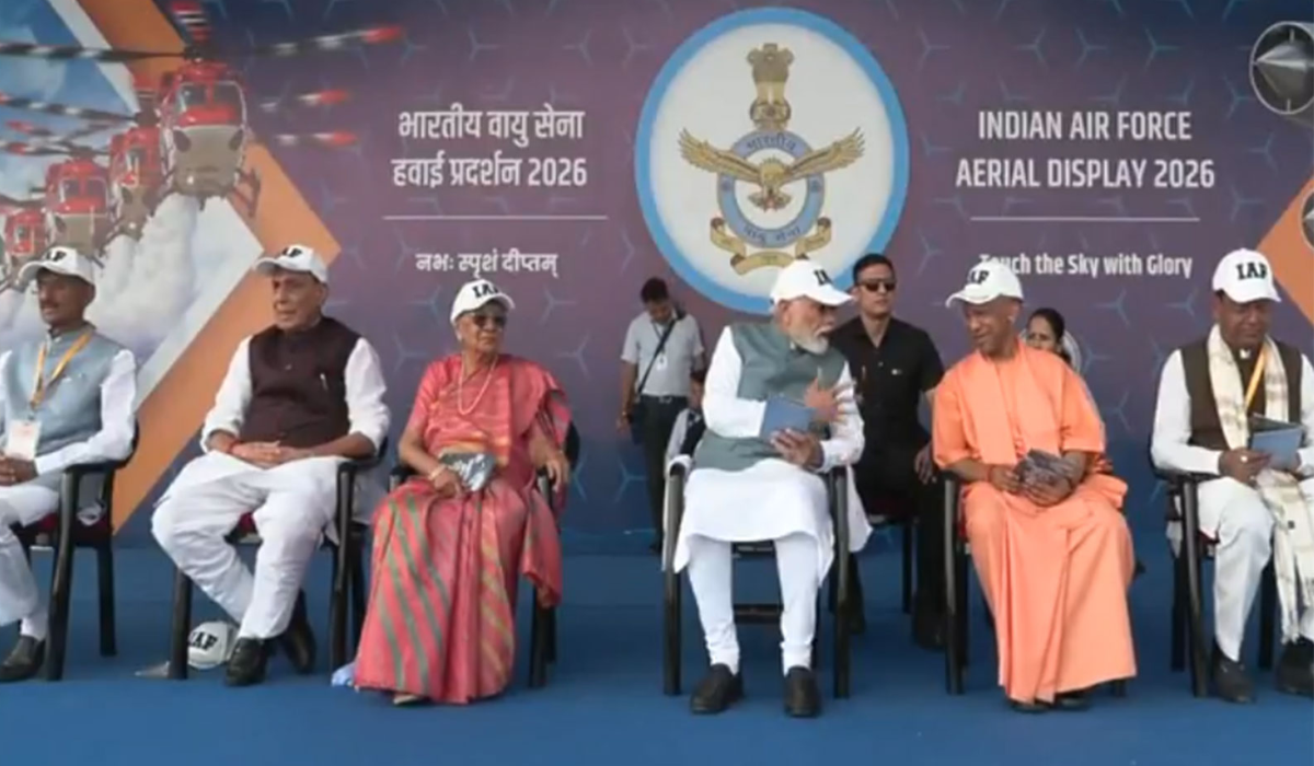 PM Modi attended the Indian Air Force’s air show in Varanasi, showcasing the might of the Indian Air Force in ‘Wings over Ganges’