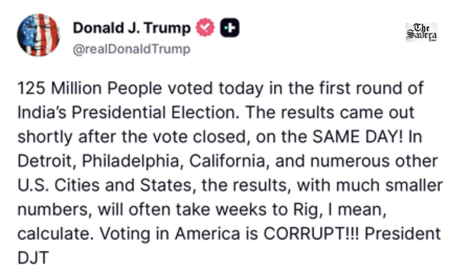 ‘125 Million Voted’: Trump Mistakenly Refers to India While Commenting on Brazil Presidential Polls