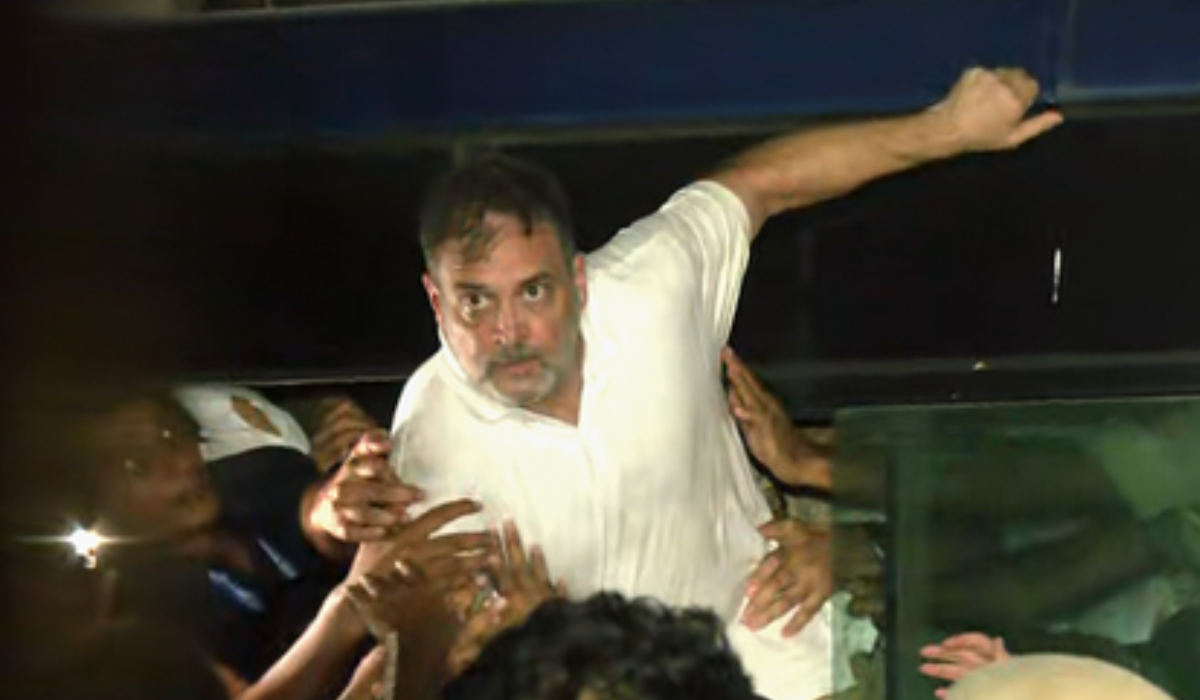 INDIA bloc stir: Rahul, Priyanka Gandhi detained from Akashwani Bhavan after over 9 hours of sit-in
