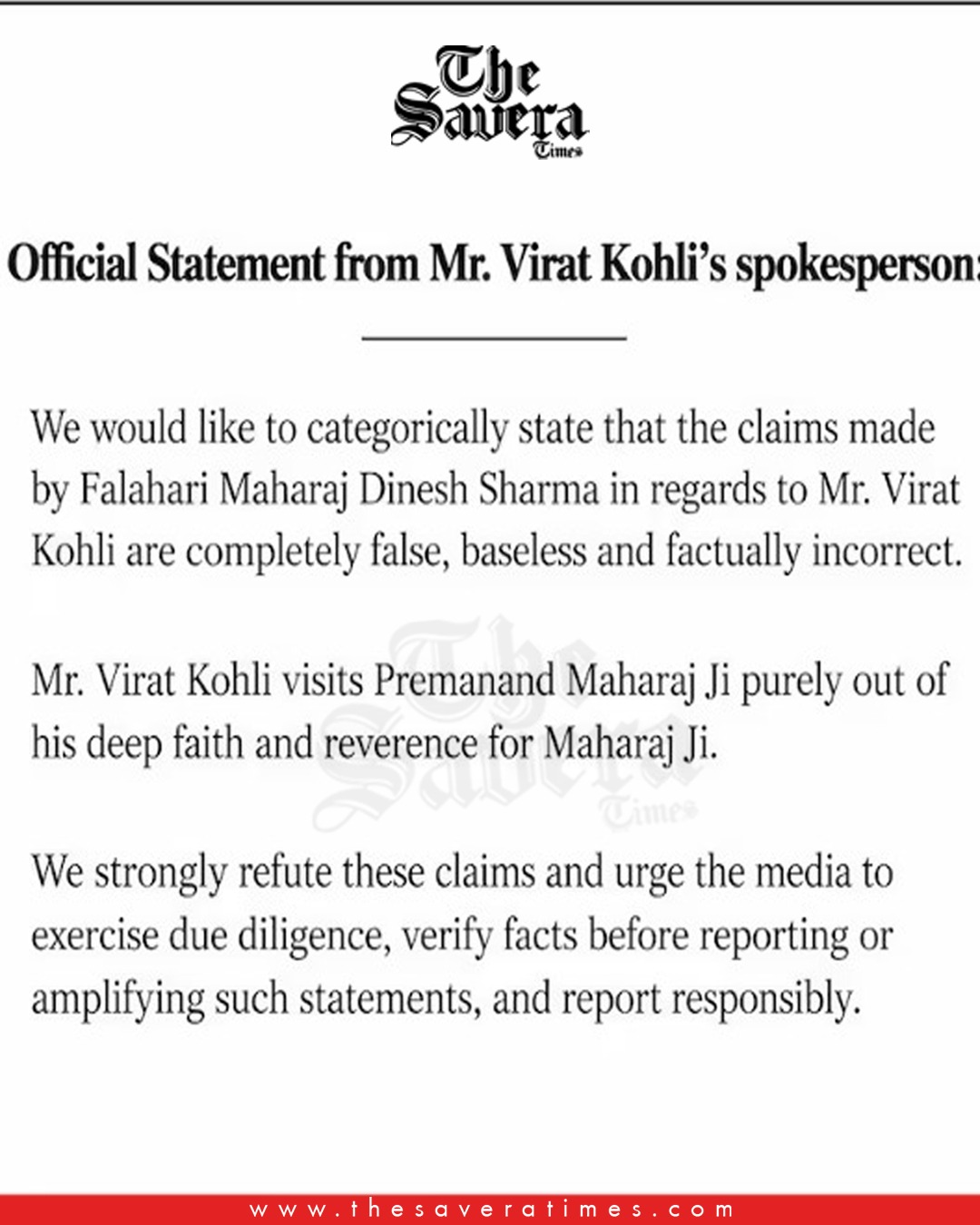 Virat Kohli's team rejects Rs 5 crore claim over Premanand Maharaj ashram visit