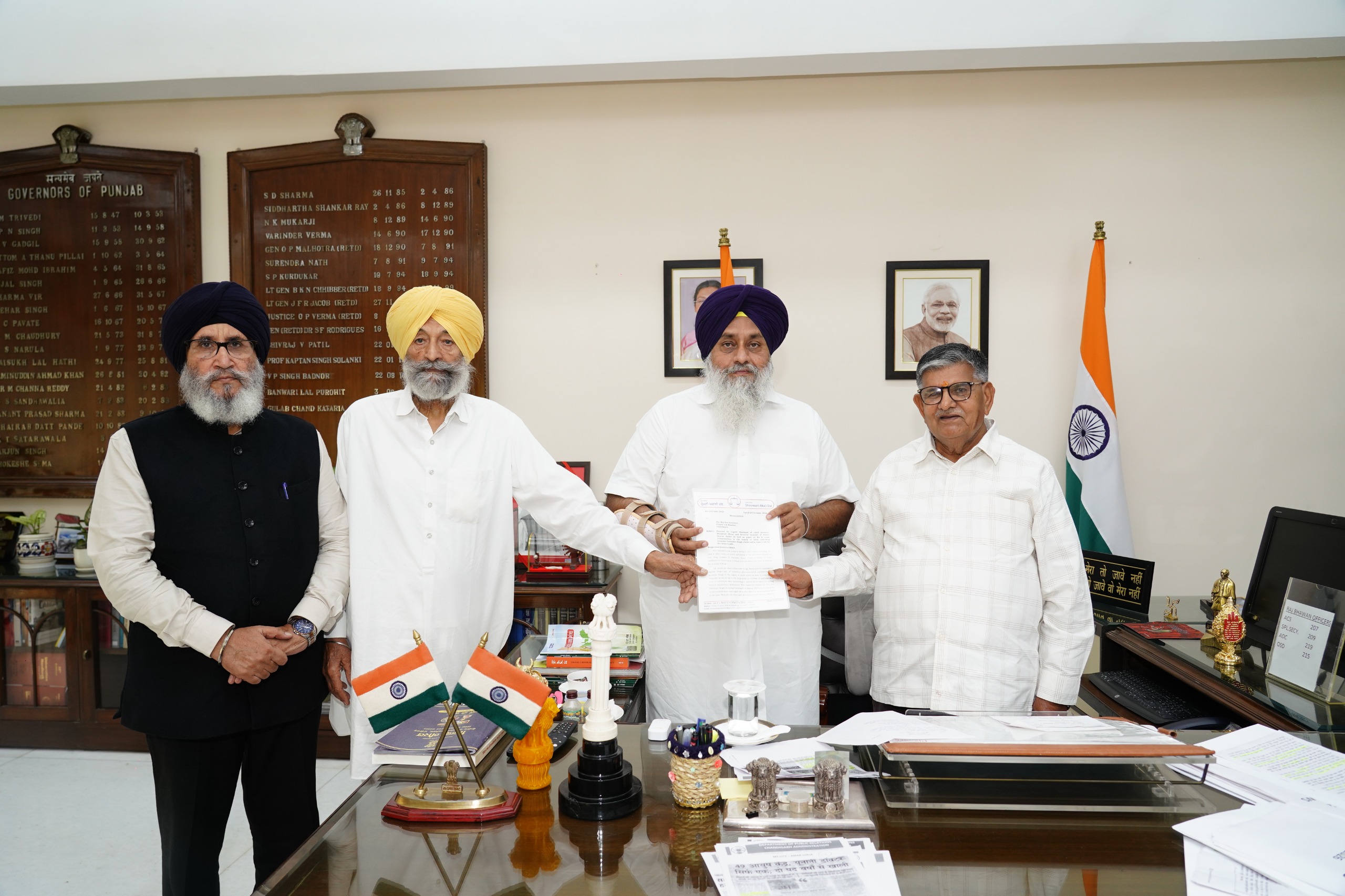 Sukhbir Badal-Led SAD Delegation Meets Punjab Governor, Seeks Action Over Jhota’s Killing